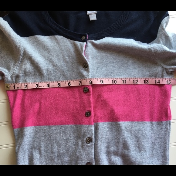 Color Block Stripe Navy, Pink, & Gray Cardigan - Picture 4 of 8